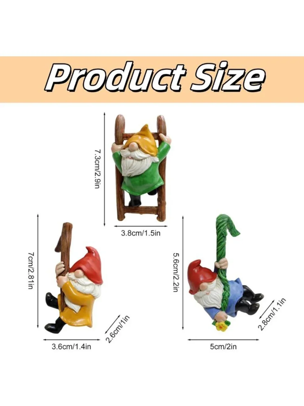 3PCS Cute Garden Gnome Figurines - Resin Plant Pot Huggers, Outdoor Decor